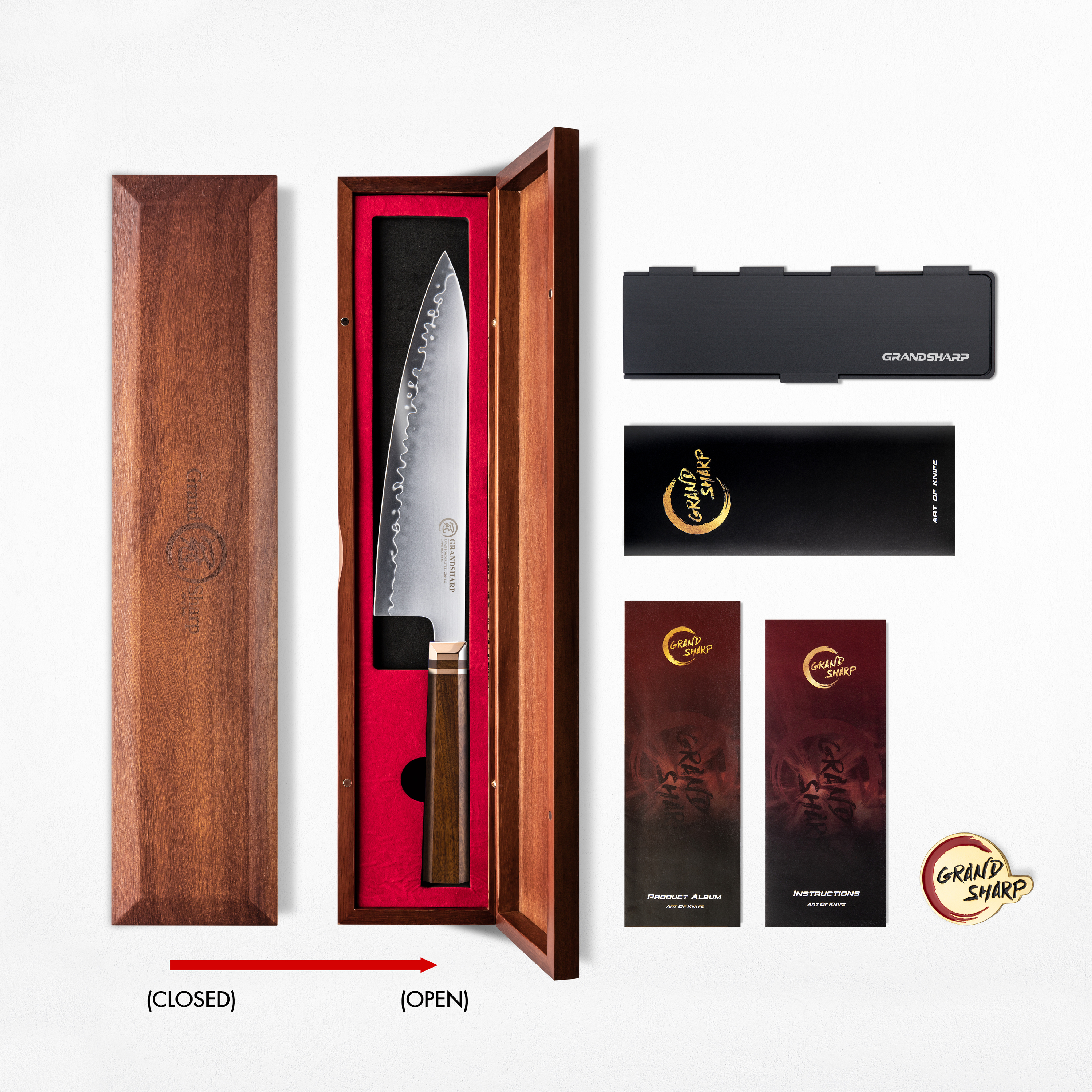 Juego de 6 cuchillos de madera con caja de regalo de madera