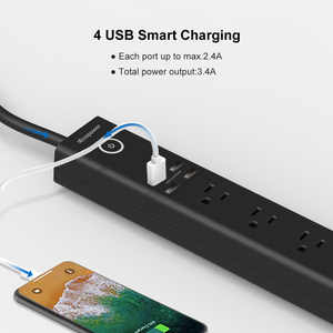 กล่องสี USB 2.0 ซ็อกเก็ต Pcb การออกแบบที่ทันสมัย 6 วิธีปลั๊กไฟ US ปลั๊กพอร์ต USB รางปลั๊กไฟใบรับรอง ETL อุปกรณ์ป้องกันไฟกระชาก - Product Image 4