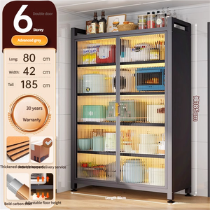 رف تخزين متعدد الطبقات من الفولاذ الكربوني ، خزانة مطبخ منزلية لوعاء ، أدوات طاولة مقاومة للرطوبة - Product Image 3