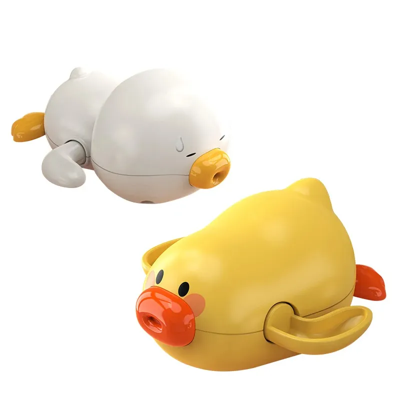श्रृंखला पर 9.5 सेमी ठोस रंग जानवर के सुंदर आकार के चिक बतख बेबी बाथरूम पानी स्नान खिलौने
