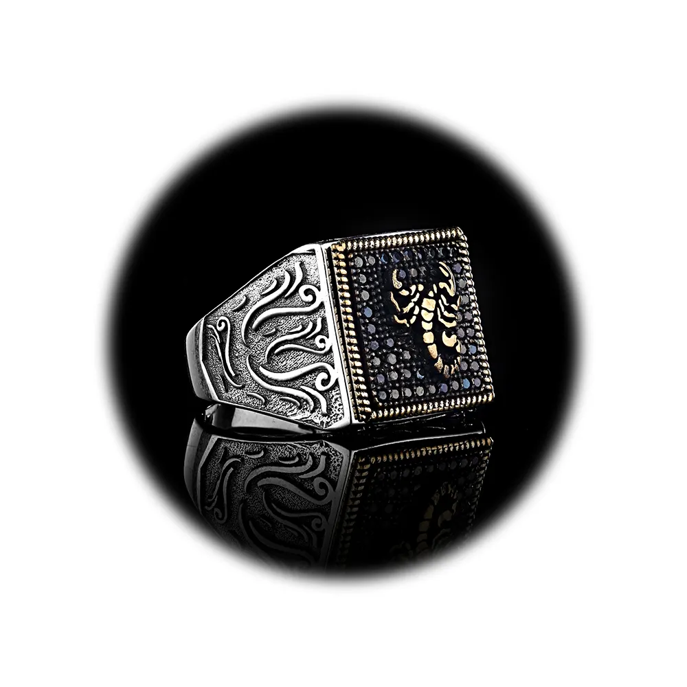 Anillo de escorpión para hombre, elegante y elegante, de Plata de Ley 925, hecho en Turquía