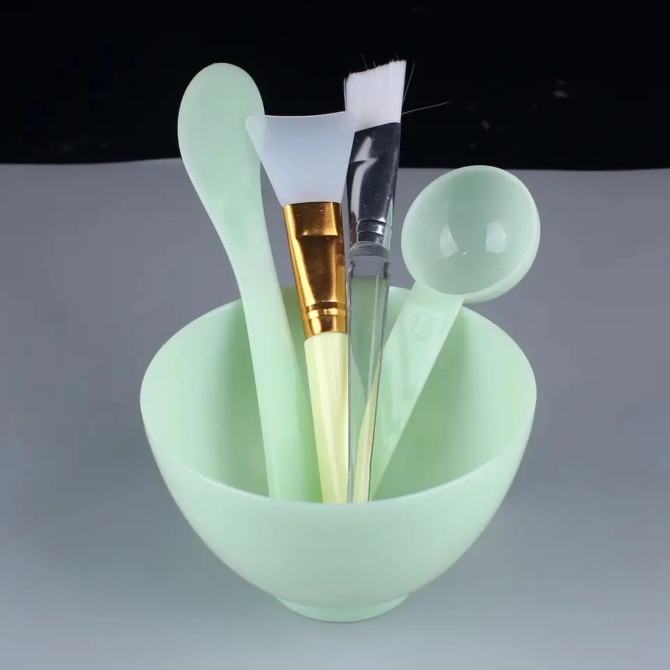Drop shipping Landora 5 buah alat kecantikan masker mangkuk set kosmetik sendok sikat mangkuk set grosir silikon Diy wajah masker mangkuk set