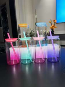 Promosyon sıcak satış büyük cam cam kupa içme pipetli bardak cam kahve pipetli bardak ve kapak - Product Image 6
