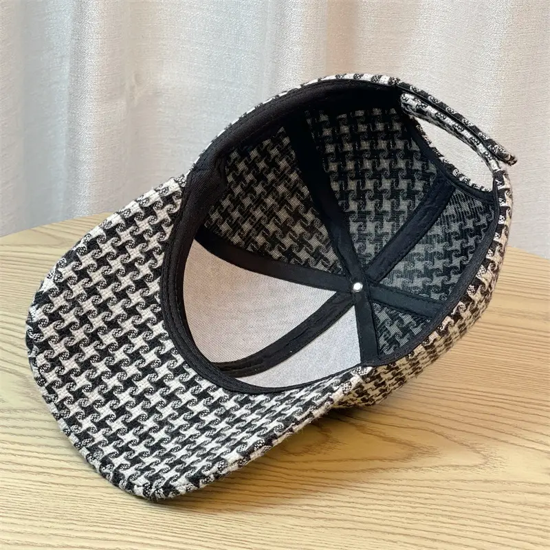Sombrero de béisbol ajustable pata de gallo moda a prueba de viento negro blanco gorra de béisbol a cuadros mujeres hombres gorra Snapback a cuadros
