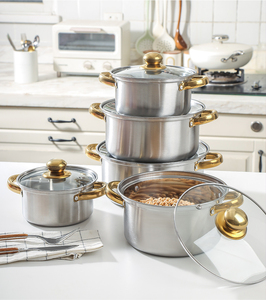 18/<strong>20</strong>/22/24/26CM Cookware <strong>Sets</strong> High-quality Popular Sliver Stainless Steel Gold Handle Pot <strong>Set</strong> Cookware <strong>Set</strong> 5PCS