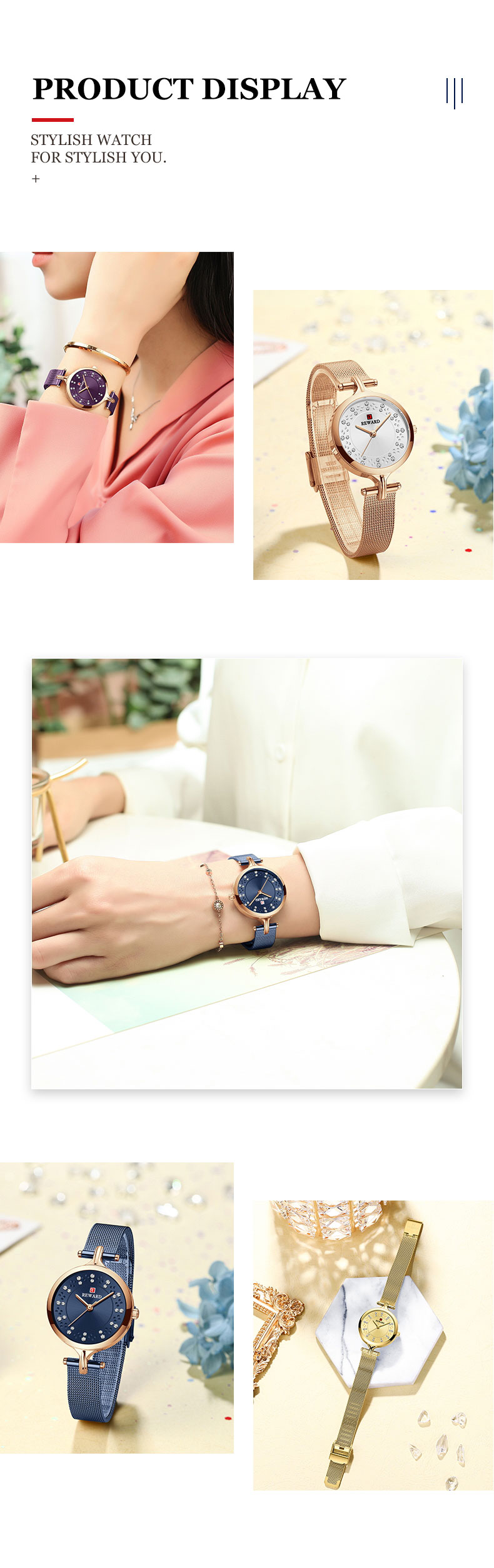 REWARD Watches Womens Fashion Luxury Diamond ladies Wristwatch Waterproof Casual Quartz Dress Watch Relogio Feminino