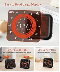Digital Visual <strong>Timer</strong> Rechargeable Countdown <strong>Timer</strong> with VA <strong>Display</strong> Clear Digits Adjustable Volume and Brightness Magnetic - Product Image 3
