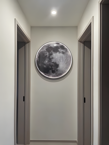 批发定制图片星星月亮地球北欧家居装饰壁画艺术版画海报圆形帆布框架钻石月亮画