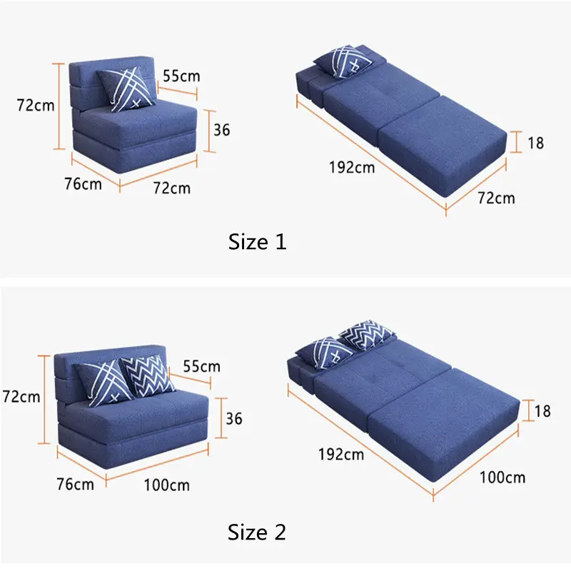 Sofá cama plegable de futon multiusos, sofá cama plegable de noche y día, tela barata extraíble de un solo asiento