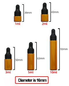 5毫升3毫升2毫升1毫升可再填充空蓝色透明迷你琥珀色玻璃血清瓶小瓶玻璃滴管瓶带滴管 - Product Image 6