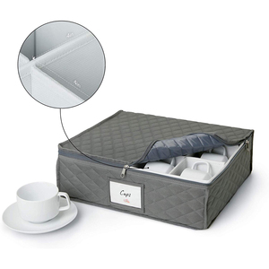 Storage Containers 5 Piece Dish and Cup Storage Set Quilted China Fabric Storage Boxes &amp; Bins Eco-friendly Foldable Polyester - Product Image 3