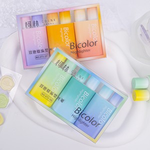 Resaltadores de gradiente suave de doble punta con colores cómodos para los ojos: suministros de estudio y oficina personalizables para estudiantes - Product Image 2