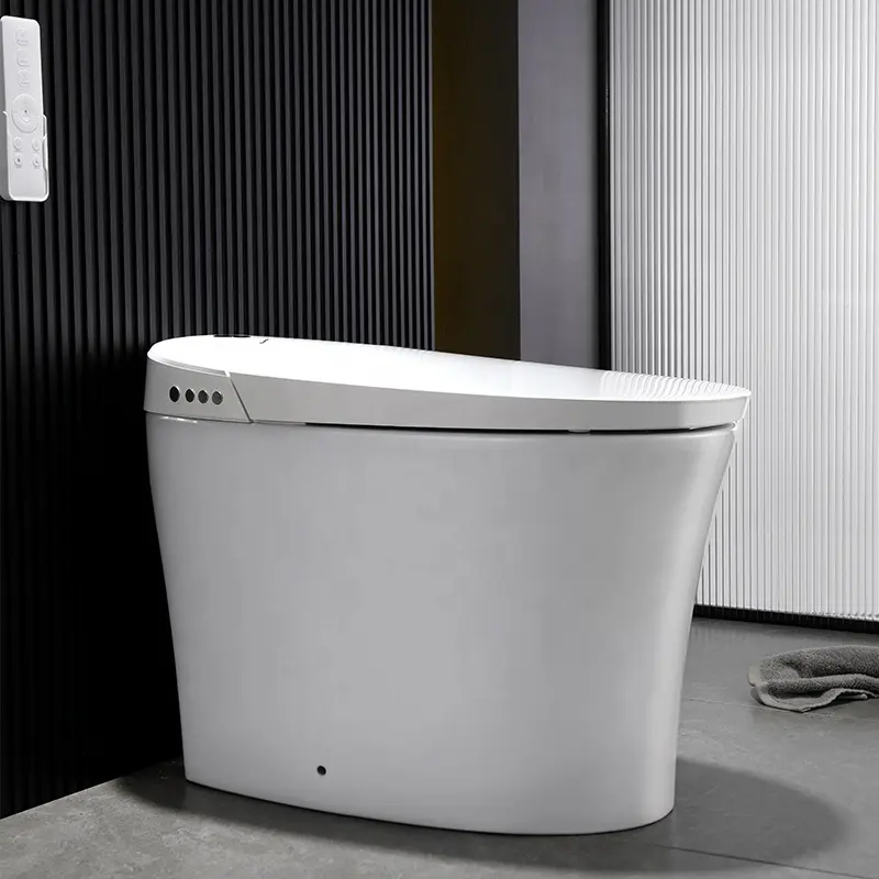 Inodoro de una pieza de cerámica para baño en casa blanco moderno a precio barato, inodoro inteligente eléctrico con bidé