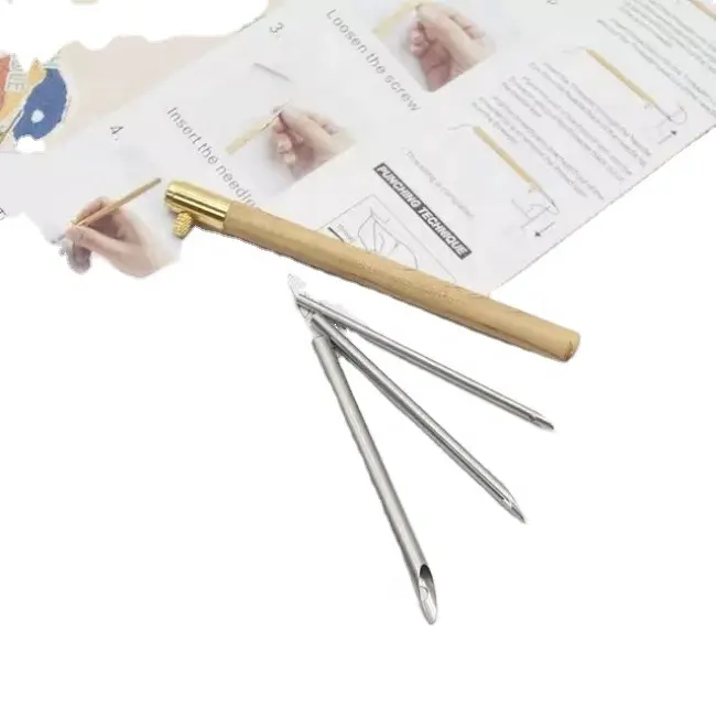 Houten Poke Borduurwerk Pen Punch Naald Set Voor Diy Craft Stich Applique Versiering Kit