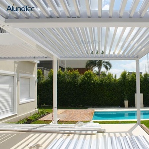2018 en popüler Pergola kapağı katlanır su geçirmez çatı sistemi motorlu çalıştırılabilir panjur - Product Image 6
