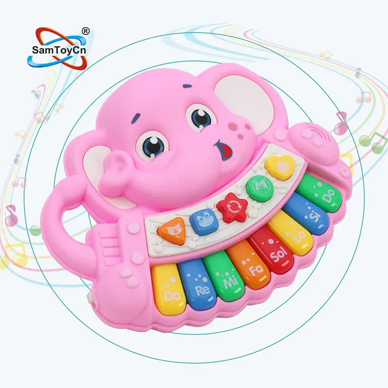Samtoy Mainan Keyboard Bayi, Mainan Piano Organ Elektronik 8 Tombol Kartun Gajah untuk Anak-anak