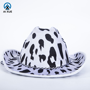 Büyük saçak ile inek desen kovboy şapkası inek desen yetişkin parti şapka ile kovboy şapkası - Product Image 1
