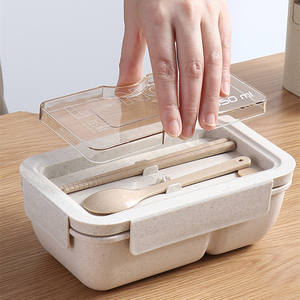 ポータブル電子レンジセーフ2コンパートメント弁当弁当箱小麦麦わら弁当箱食事準備食品貯蔵用