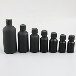 詰め替え可能な香水5ml 10ml 15ml 20ml 30ml 50ml 100mlブラックフロストガラスエッセンシャルオイルボトル、ブラックキャップ付き - Product Image 2