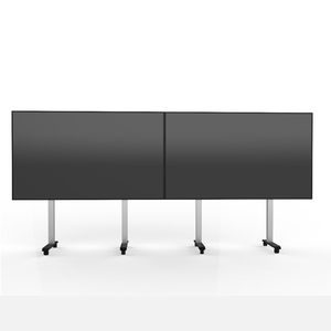 Heavy Duty Adjustable Monitor 2 Screens Cart Moveable <strong>TV</strong> Floor Stand with Wheels Steel Aluminum <strong>Mount</strong> for Wall <strong>Installation</strong> - Product Image 1