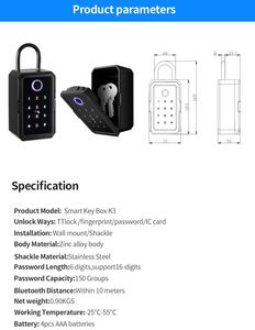 Tuya akıllı anahtar kilit kutusu Wifi etkin Fechadura elektronik parmak izi şifre duvara monte güvenlik TTLock App BT ahşap çelik - Product Image 6