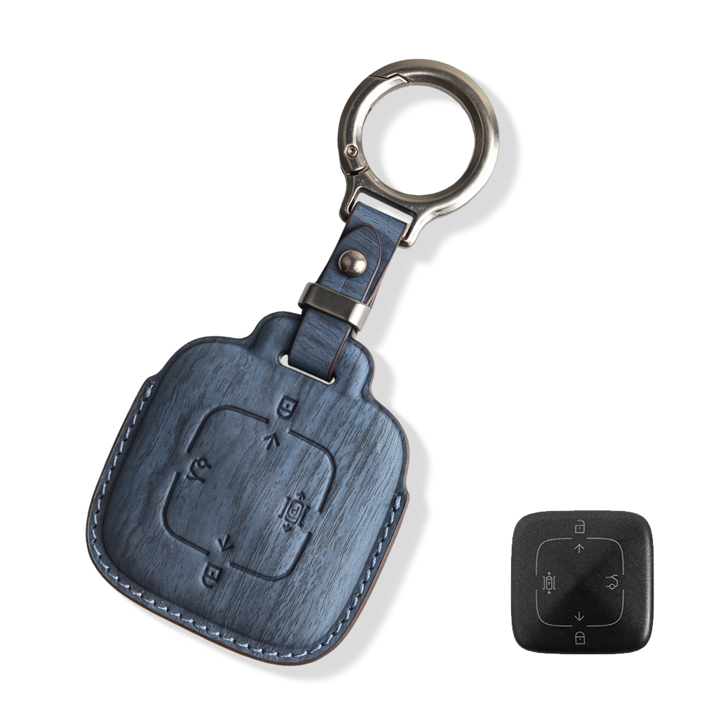 Cuir grain de bois-bleu brume