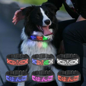 USB wiederauf ladbar programmier bar Custom ized Scrolling Text App gesteuert DIY Nachricht Leuchten Led Hunde halsband Led Haustier halsband - Product Image 1