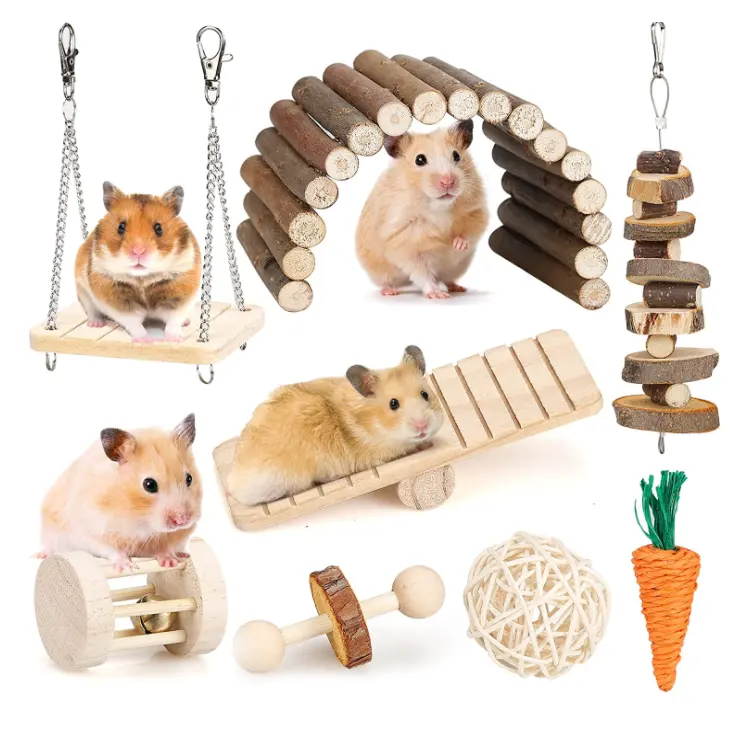 8 Stück Hamster Pet Chew Toys Set Kleintier Molar Spielzeug Zahnpflege Holz zubehör für Meers chweinchen