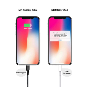 2M 6FT MFi orijinal siyah için APPLE Logo 5V 3A iPhone 7 için iPad naylon örgü usb veri şarj kablosu - Product Image 4