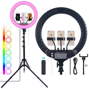 RL-18 18 inç RGB halka ışık LED fotoğraf stüdyosu canlı dolgu ışığı ile uzaktan kumanda Tripod Livestream için Tiktok makyaj - Product Image 1