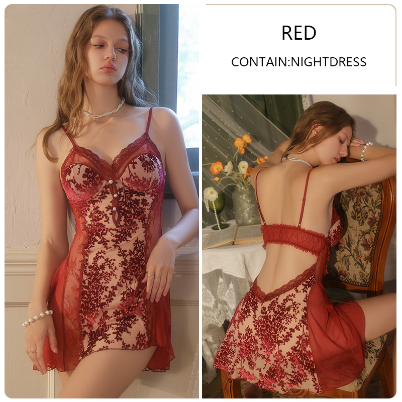 chemise de nuit rouge -C5928