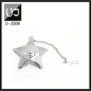 UJ-TI042 בצורת כוכב נירוסטה תה infuser עם שרשרת