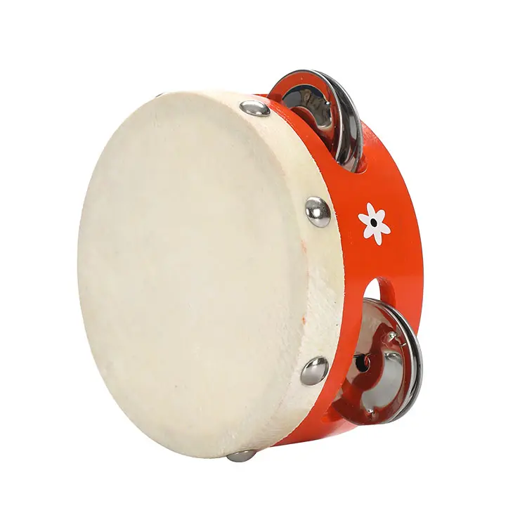 Tambourine sản phẩm các nhà sản xuất đầy màu sắc rim da cừu bé đồ chơi nhỏ Tambourine hàng tăng gấp đôi với vỏ trống