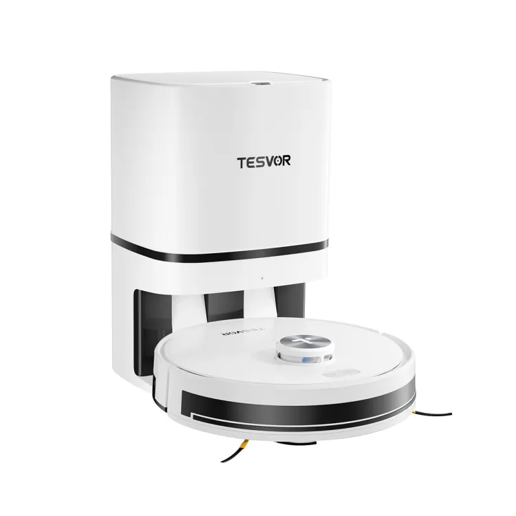 Tesvor S7 Pro AES 6000Pa aspirateur robot d'aspiration avec station d'aspiration, navigation Lidar, 5200mAh, autonomie de 180 minutes,