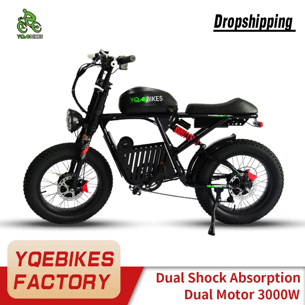 YQEBIKES سعر الجملة 20 بوصة ثنائي المحرك على الطرق الوعرة الدراجة الترابية ، دراجة كهربائية MTB كروزر الكبار المروحية دراجة كهربائية