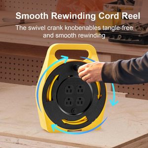 25 FT uzatma kordon makarası 4 topraklı çıkışları el rüzgar geri çekilebilir 16 AWG/3C SJTW güç kablosu 10 Amp devre NEMA 13A açık - Product Image 3
