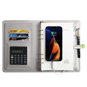 Power Bank Ladegerät Notebook mit Taschen rechner Office Geschenk A5 Größe Leder Tagebuch Notepad Notebook für Business Event - Product Image 1