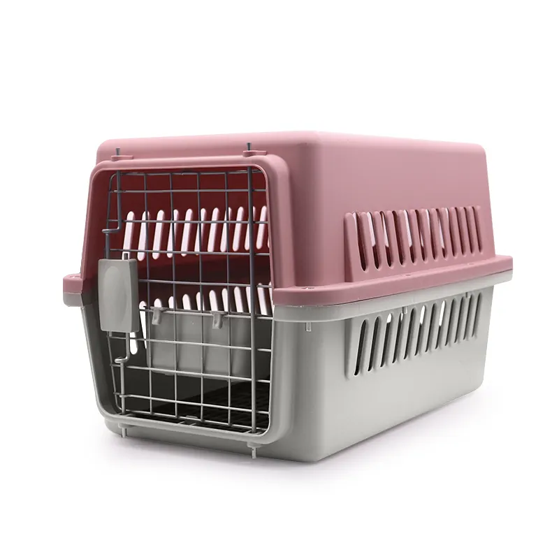 Preço de fábrica Portable Airline Aprovado Wire Door Plastic Pet Cat Puppy Dog Travel Carrier Cage Crate Kennel