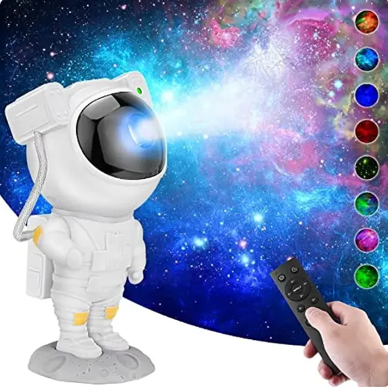 어린이 스타 프로젝터 야간 조명 원격 제어 360 조정 가능한 우주 비행사 성운 갤럭시 빛 어린이 침실 장식