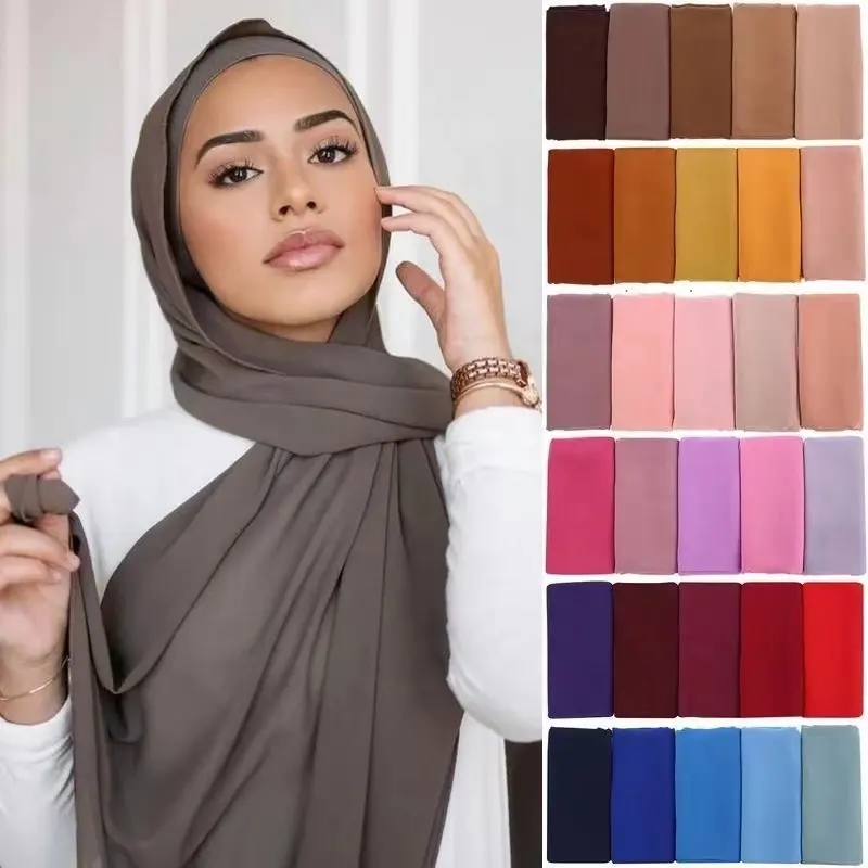 Jilbab sifon dua potong murah kualitas tinggi 2024 dan syal sifon Dalaman yang cocok dengan syal Dalaman yang sesuai untuk wanita