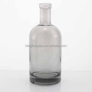 Custom Nordic Style 750ml <strong>Smoky</strong> Gray Glass Spirits Bottle Round 75cl Wine Tequila Gin Whiskey Rum Containers with Wooden Corks - Product Image 5