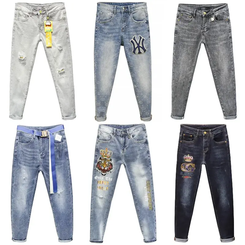 2024 China factory high quality customized reverse men's fashion denim jeans wholesale