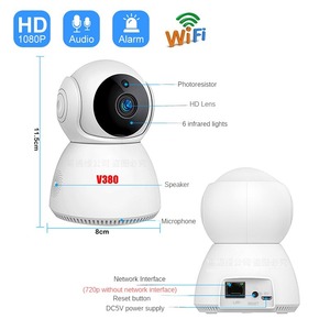 2MP 2MP kapalı kablosuz HD monitörlü kamera 360 derece PTZ geniş açı iki yönlü ses kızılötesi gece görüş WIFI kamera - Product Image 4