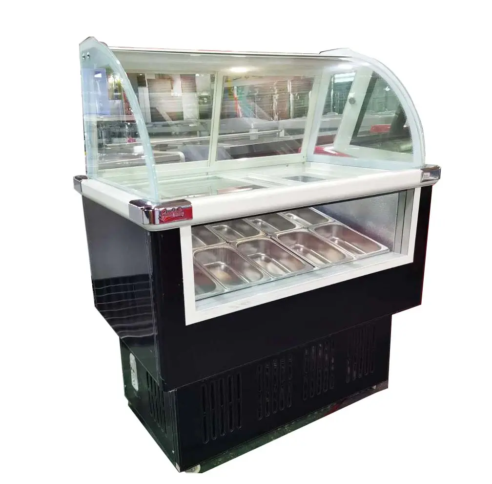 2017 Hot Sale 10 Panci Es Krim Display Counter Freezer Display untuk Es Krim, Es Krim Cabinet (ZQR-10P)