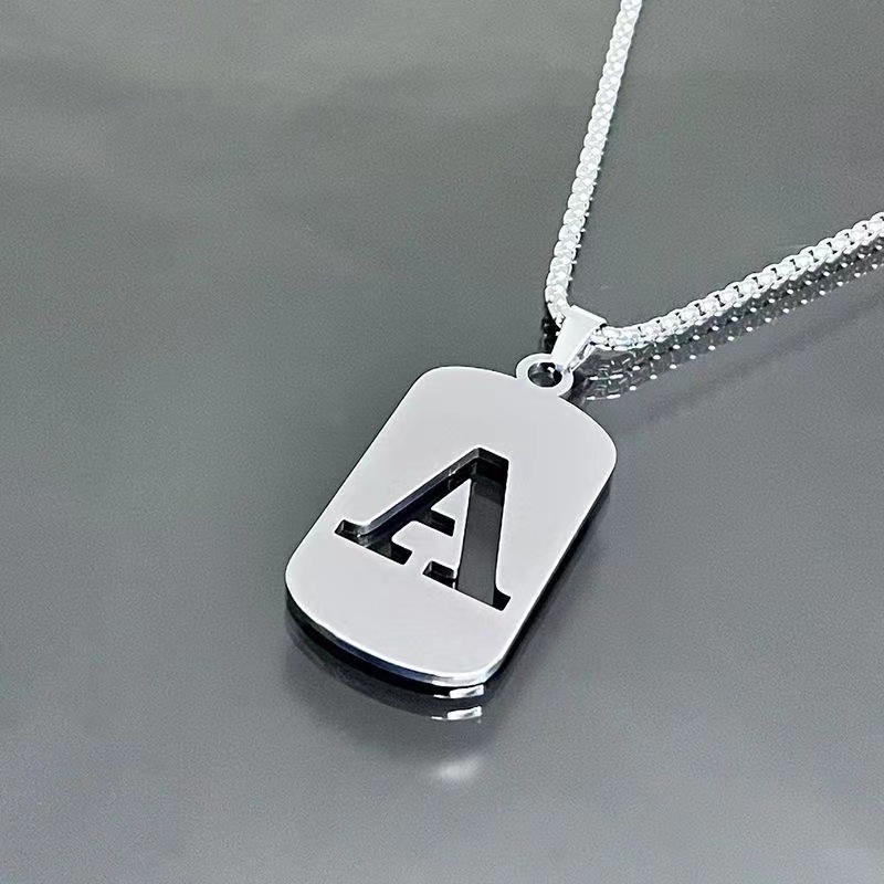 Collier avec pendentif lettre A argenté, 60 cm