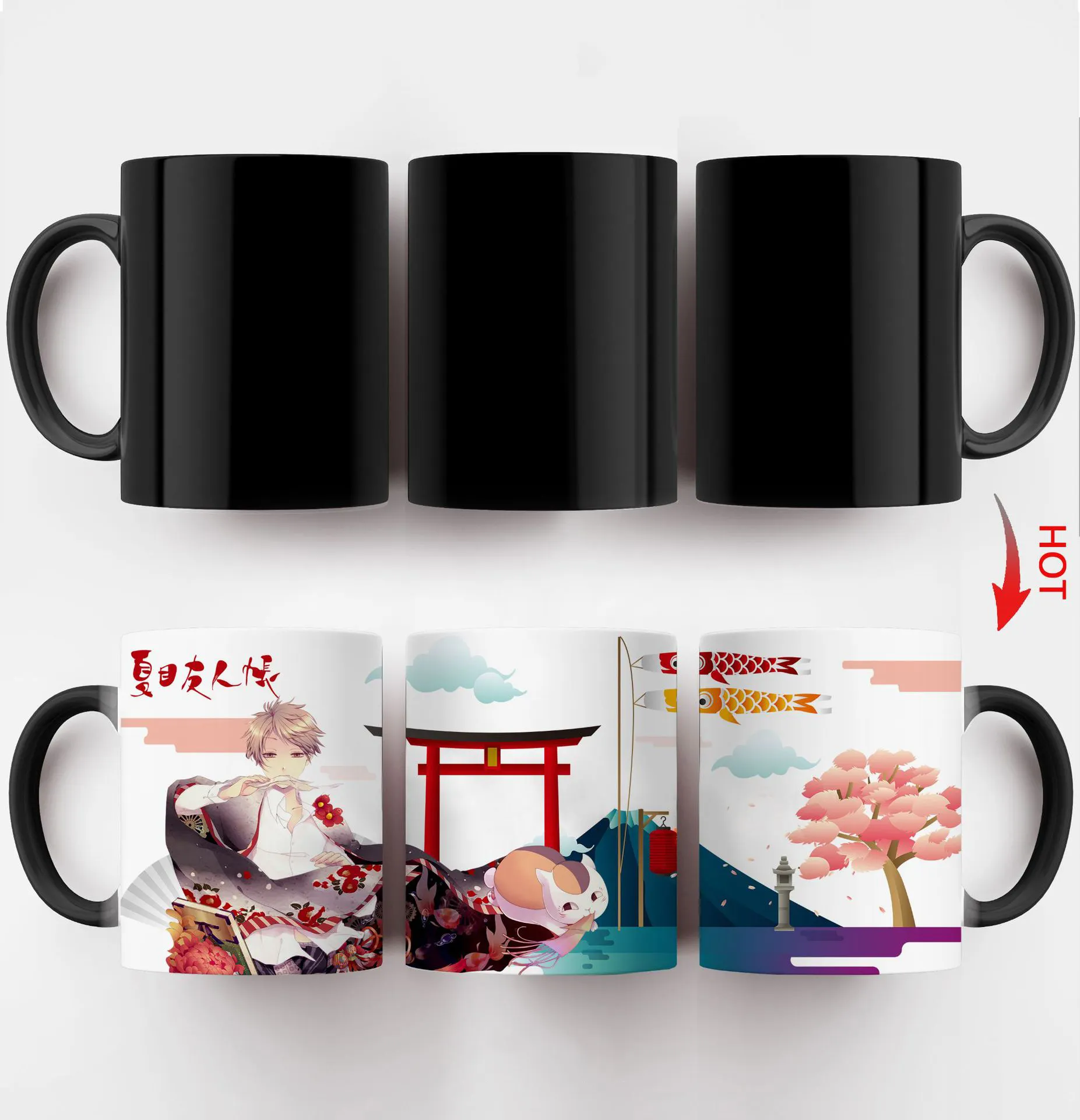 Tazas con cambio de Color mágico LT135, tazas de porcelana de café con impresión de transferencia de calor, cambio de temperatura, sublimación de viaje