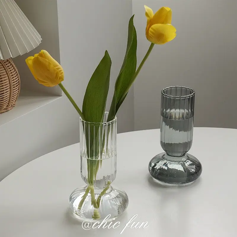 Vaso de flores de vidro transparente moderno e simples de alta qualidade para decoração de casa