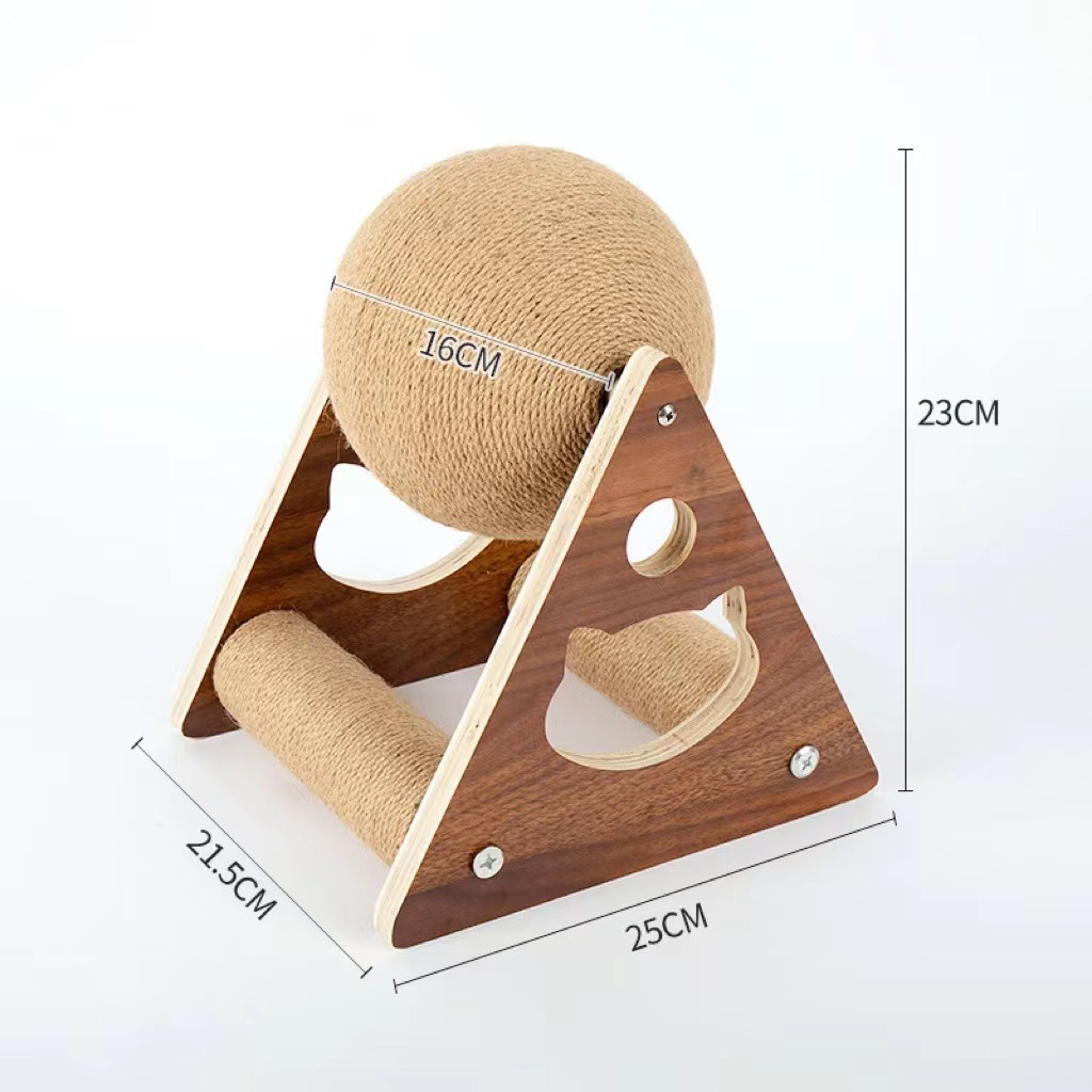 Triangular cat catching ball with sisal column medium