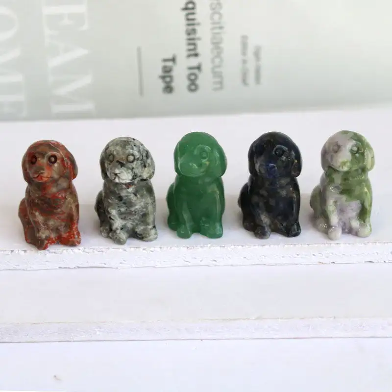 Customize Natural Crystal Stone Little Dog For Decoration