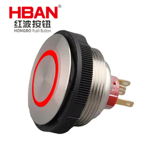 HBAN 35mm 304 paslanmaz çelik halka ledli basmalı düğme anahtarı | IP67 ISO CE endüstriyel otomasyon için sertifikalı, darbeye dayanıklı - Product Image 1